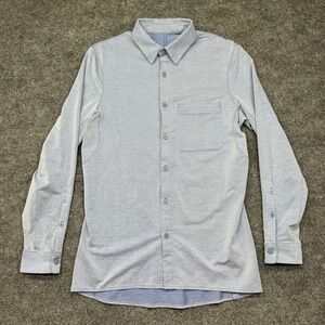 Lululemon Shirt Men's Small Blue Commission Camp Button Up Stretch Dress Casual